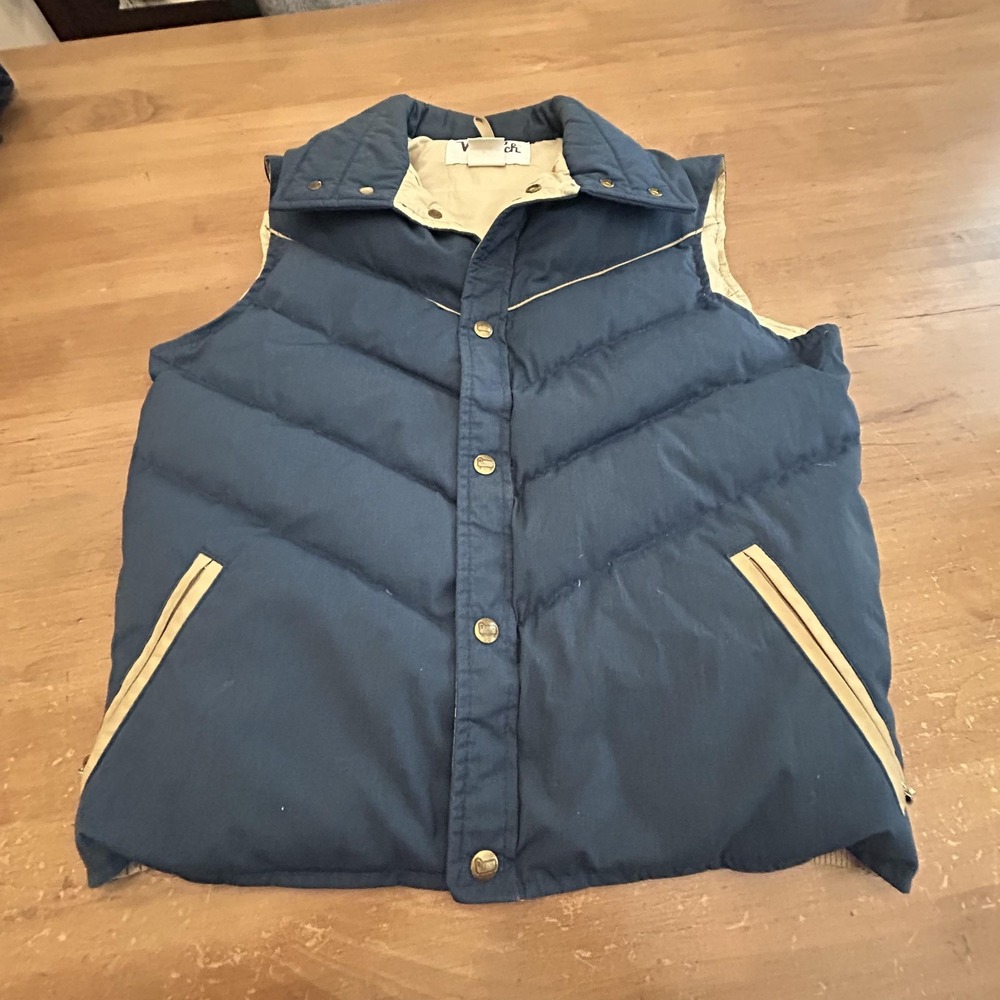 Vintage Woolrich Vest Mens Small‎ Blue Down Puffer Made USA Outdoor 80s 90s